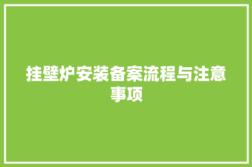 挂壁炉安装备案流程与注意事项 家电维修