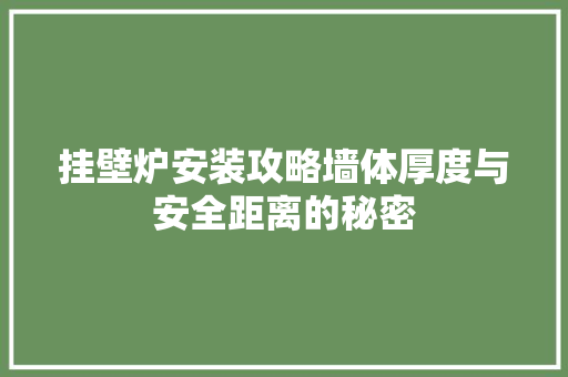 挂壁炉安装攻略墙体厚度与安全距离的秘密 家电维修