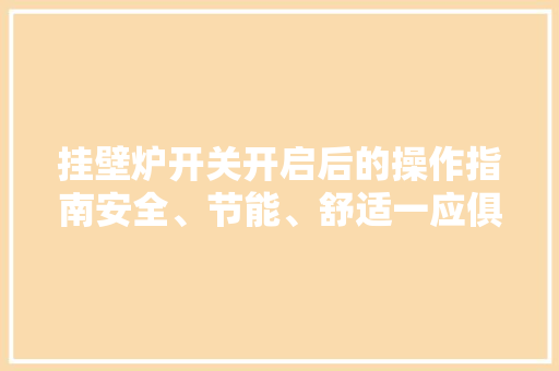 挂壁炉开关开启后的操作指南安全、节能、舒适一应俱全 汽车维修