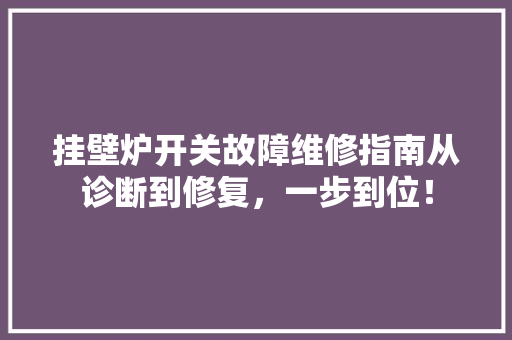 挂壁炉开关故障维修指南从诊断到修复，一步到位！ 综合便民