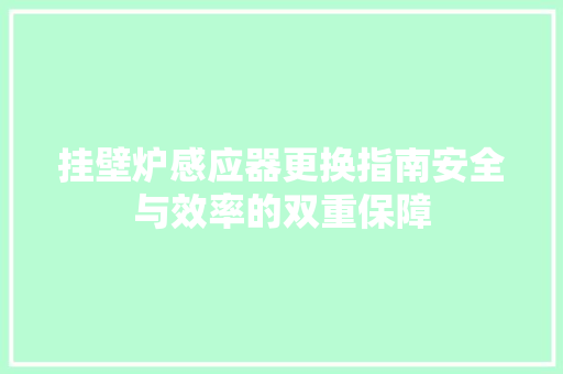 挂壁炉感应器更换指南安全与效率的双重保障 家电维修
