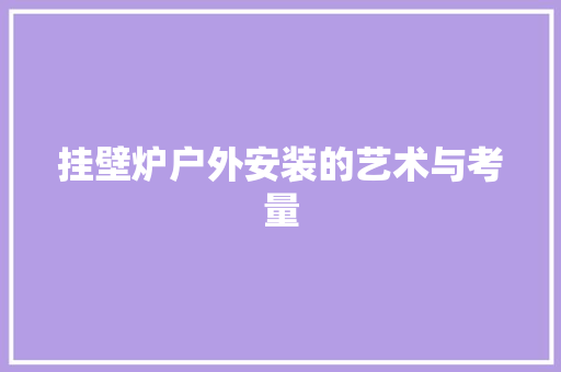 挂壁炉户外安装的艺术与考量 家电维修