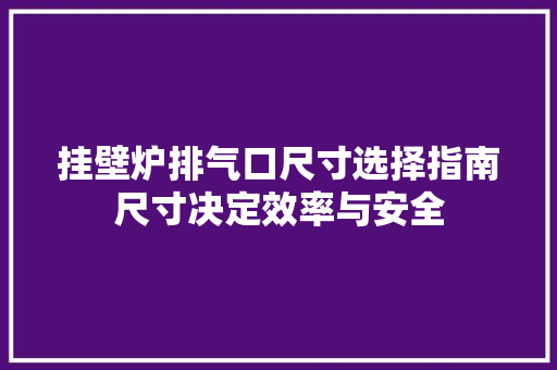 挂壁炉排气口尺寸选择指南尺寸决定效率与安全 家电维修