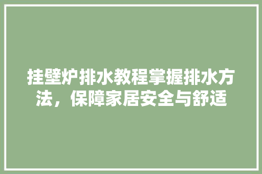 挂壁炉排水教程掌握排水方法，保障家居安全与舒适 家电维修