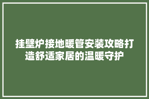 挂壁炉接地暖管安装攻略打造舒适家居的温暖守护 家电维修