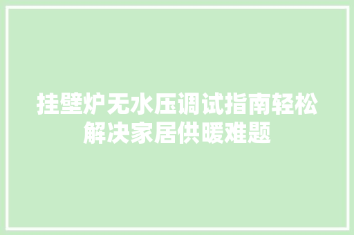 挂壁炉无水压调试指南轻松解决家居供暖难题 墙体维修