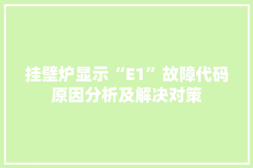 挂壁炉显示“E1”故障代码原因分析及解决对策 墙体维修