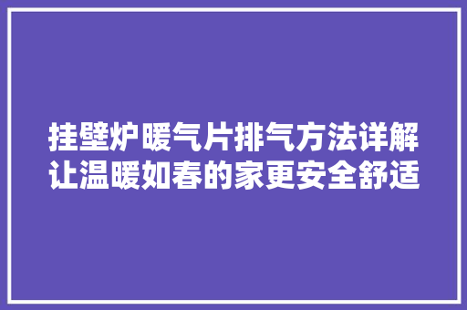 挂壁炉暖气片排气方法详解让温暖如春的家更安全舒适 厨房维修