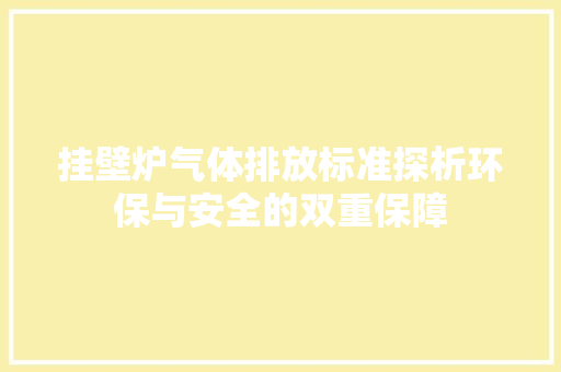 挂壁炉气体排放标准探析环保与安全的双重保障 厨房维修