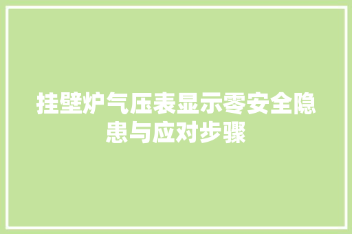 挂壁炉气压表显示零安全隐患与应对步骤 厨房维修