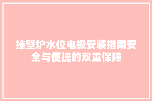 挂壁炉水位电极安装指南安全与便捷的双重保障 厨房维修
