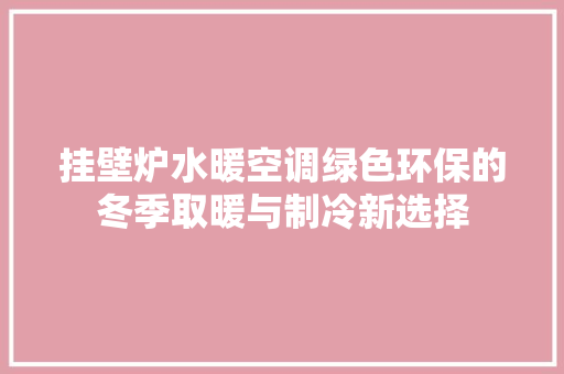 挂壁炉水暖空调绿色环保的冬季取暖与制冷新选择 厨房维修