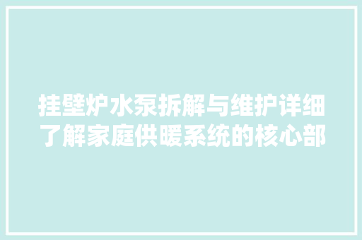 挂壁炉水泵拆解与维护详细了解家庭供暖系统的核心部件 厨房维修