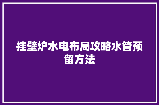 挂壁炉水电布局攻略水管预留方法 墙体维修