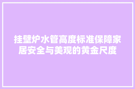 挂壁炉水管高度标准保障家居安全与美观的黄金尺度 综合便民