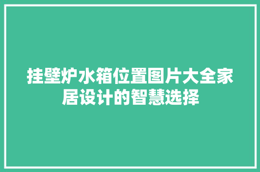 挂壁炉水箱位置图片大全家居设计的智慧选择 厨房维修