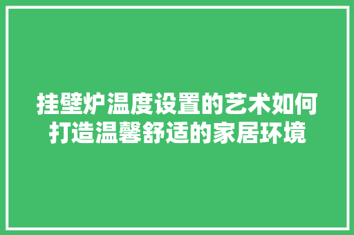 挂壁炉温度设置的艺术如何打造温馨舒适的家居环境 墙体维修