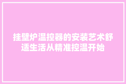 挂壁炉温控器的安装艺术舒适生活从精准控温开始 综合便民