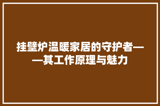 挂壁炉温暖家居的守护者——其工作原理与魅力 家电维修