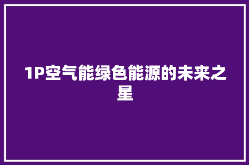 1P空气能绿色能源的未来之星 家电维修