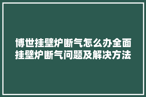 博世挂壁炉断气怎么办全面挂壁炉断气问题及解决方法 家电维修