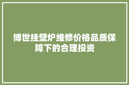 博世挂壁炉维修价格品质保障下的合理投资 墙体维修