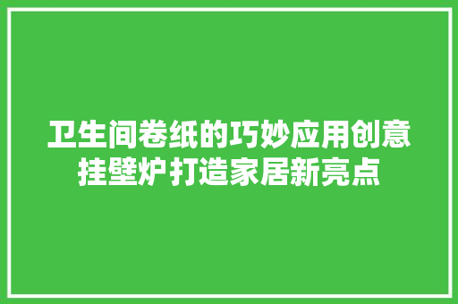 卫生间卷纸的巧妙应用创意挂壁炉打造家居新亮点 家电维修