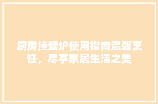 厨房挂壁炉使用指南温馨烹饪，尽享家居生活之美 墙体维修
