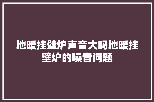 地暖挂壁炉声音大吗地暖挂壁炉的噪音问题 综合便民