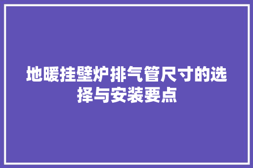 地暖挂壁炉排气管尺寸的选择与安装要点 汽车维修