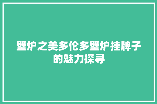 壁炉之美多伦多壁炉挂牌子的魅力探寻 综合便民