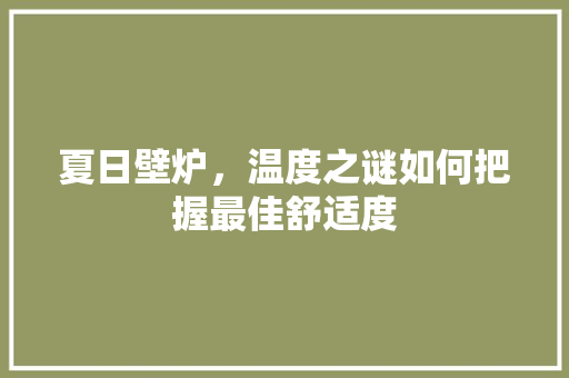 夏日壁炉，温度之谜如何把握最佳舒适度 综合便民