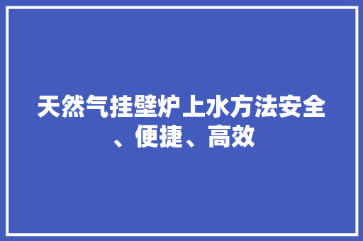 天然气挂壁炉上水方法安全、便捷、高效 综合便民