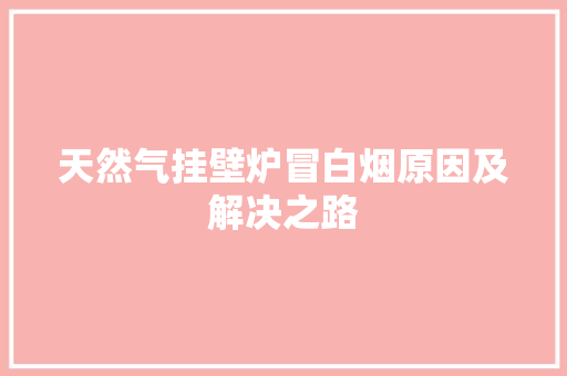 天然气挂壁炉冒白烟原因及解决之路 厨房维修