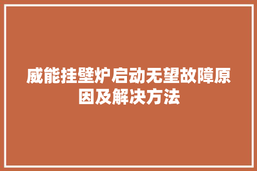 威能挂壁炉启动无望故障原因及解决方法 厨房维修