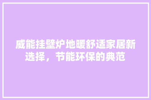 威能挂壁炉地暖舒适家居新选择，节能环保的典范 汽车维修