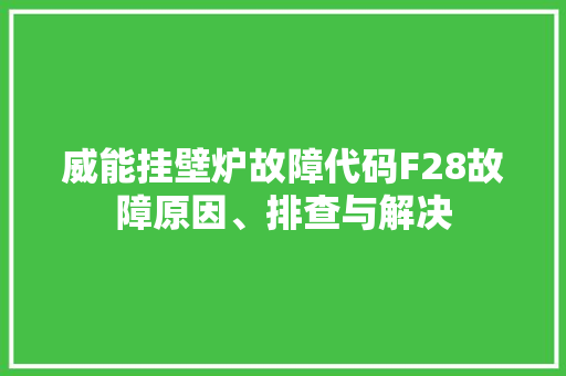 威能挂壁炉故障代码F28故障原因、排查与解决 综合便民