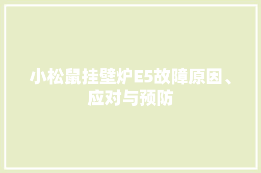 小松鼠挂壁炉E5故障原因、应对与预防 墙体维修