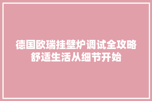 德国欧瑞挂壁炉调试全攻略舒适生活从细节开始 汽车维修