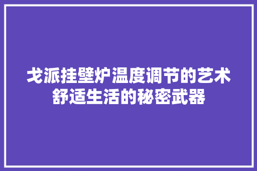 戈派挂壁炉温度调节的艺术舒适生活的秘密武器 汽车维修