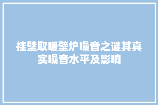 挂壁取暖壁炉噪音之谜其真实噪音水平及影响 家电维修