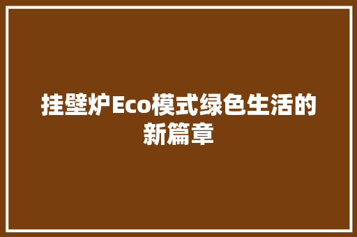 挂壁炉Eco模式绿色生活的新篇章 家电维修