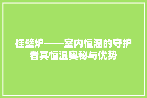 挂壁炉——室内恒温的守护者其恒温奥秘与优势 汽车维修