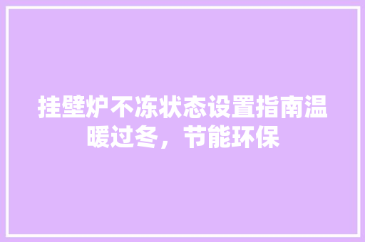 挂壁炉不冻状态设置指南温暖过冬，节能环保 汽车维修