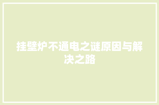 挂壁炉不通电之谜原因与解决之路 厨房维修