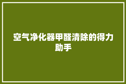空气净化器甲醛清除的得力助手