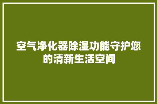 空气净化器除湿功能守护您的清新生活空间