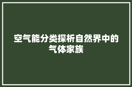空气能分类探析自然界中的气体家族
