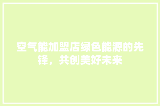 空气能加盟店绿色能源的先锋，共创美好未来 厨房维修