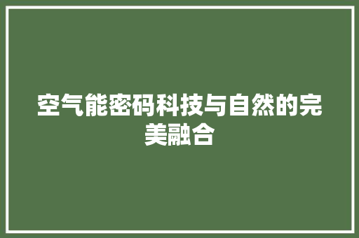 空气能密码科技与自然的完美融合 汽车维修
